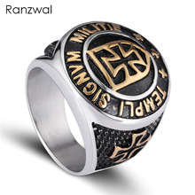 Ranzwal-Anillos cruzados de acero inoxidable para hombre, anillo de caballero templario Punk Rock, talla estadounidense 7 ~ 13 MRI013 2024 - compra barato