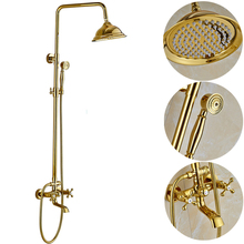 Uythner Bathtub Faucets Luxury Gold Brass Bathroom Faucet Mixer Tap Wall Mounted Hand Held Shower Head Kit Shower Faucet Sets 2024 - buy cheap