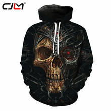 CJLM EU and USA Style Hoodies Men Top Fashion Print Black Metal Skull 3d Hoodie Sweatshirt Casual O-neck Pullover Hipster Sweats 2024 - buy cheap