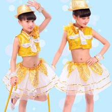 Блестящая одежда для джазовых танцев для мальчиков и девочек; детский танцевальный костюм; одежда для джаза; детские соревнования в стиле хип-хоп; одежда для сцены 2024 - купить недорого