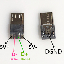 10 шт./лот Micro USB 4Pin штекер разъем для передачи данных OTG линейный интерфейс DIY кабель для передачи данных Аксессуары 2024 - купить недорого