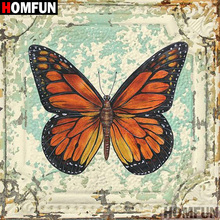 HOMFUN-pintura de diamante 5D DIY "mariposa Animal", bordado 3D, regalo de punto de Cruz, decoración del hogar, A00677 2024 - compra barato