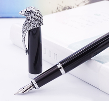 Fuliwen Owl Black Fountain Pen Medium Nib with Ink Refills Converter , Noble Eagle Head Clip Gift Pen 2024 - buy cheap