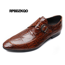 Black Monk Strap Python Leather Prom Snake Snakeskin Italy Alligator Men Brown Genuine Shoes Italian Crocodile Pointed Toe Dress 2024 - buy cheap