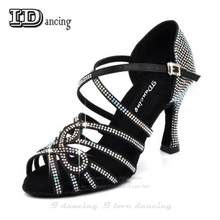 Women Latin Dancing Shoes Women Ballroom Shoes Black Salsa dance Shoes Rhinestone Full Tango Waltz Tap Shoes hot sale JuseDanc 2024 - buy cheap