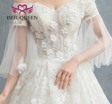 European Romantic Floral Wedding Dress New Fashion Design Flare Sleeve Court Train Princess Bride Dress Wedding Gown WX0122 2024 - buy cheap