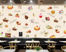 Beibehand-papel de parede 3 d, europeu, americano, pintado à mão, bolo, loja, sobremesa, plano de fundo, parede de cozinha 2024 - compre barato