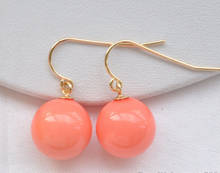 Women's Wedding > >12mm pink round south sea shell pearl dangle earring(z5194) real -jewelry  jewelry Gift word 2024 - buy cheap