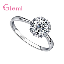 Enduring Genuine 925 Sterling Silver Finger Ring Clear Crystal CZ Decoration For Woman Girls Wedding Promise Ring Anel 2024 - buy cheap