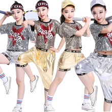 Детские свободные костюмы с блестками для сцены Джаз Хип-хоп танцевальные костюмы для девочек и мальчиков для бальной вечерние танцевальные наряды для джазовых представлений 2024 - купить недорого