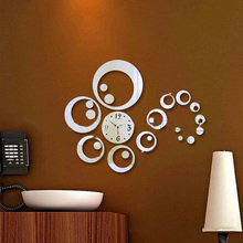 Reloj colgante de pared artística de Metal EVA 3D, anillos circulares, pegatinas Flash para sala de estar, decoración del hogar, luz, relojes, espejos, decoraciones 2024 - compra barato