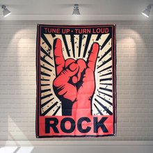 Настенные Стикеры с флагами «ROCK», ткань плакат ПОП-группы, картины на стену, тема для бильярдного зала, студийное украшение для дома 2024 - купить недорого