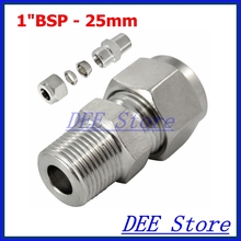1"BSP x 25mm ID Double Ferrule Tube Pipe Fittings Threaded Male Connector Stainless Steel SS 304 2024 - buy cheap