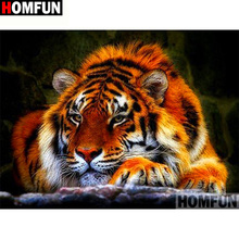 HOMFUN полный квадрат/круглая дрель 5D DIY Алмазная картина "животное тигр" 3D Алмазная вышивка крестиком домашний декор A19995 2024 - купить недорого