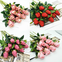5Pcs/Lot Plastic Rose Artificial Flowers Real Touch Rose Flowers for New Year Home Wedding Decoration Party Birthday Gift Flower 2024 - buy cheap