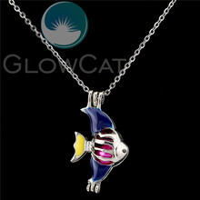 K1047 Colors Enamel Sea Fish Beads Pearl Cage Perfume Diffuser Pendants Locket Necklace Girl Gift 2024 - buy cheap