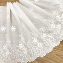 Tecido de cortina de renda bordado, 5 jardas/100% algodão acessórios de vestido de casamento largura 26cm, cortina de renda diy feminino 2024 - compre barato