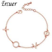 ERLUER pulseras para mujeres de San Valentín encanto de moda joyería de cristal chica Rosa oro amor circón pulsera regalo joyería 2024 - compra barato