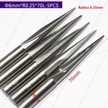 6mm*R0.25*70L,5pcs,Free shipping Taper Ball nose End Mill,CNC milling Cutter,Solid carbide tool,woodworking router bit 2024 - buy cheap