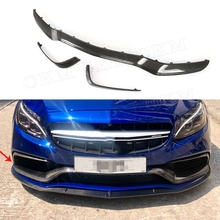 C Class Carbon Fiber Front Bumper Mid Lip Spoiler Canards for Mercedes Benz W205 C63 AMG S C180 C200 C260 Sedan 15-17 3PCS 2024 - buy cheap