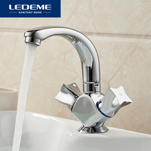 LEDEME Basin Faucet Dual Holder Single Hole Star design Brass Vessel Tap Bathroom Faucet Chrome Modern Waterfall Faucets L1087-2 2024 - buy cheap