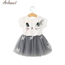 ARLONEET/Одежда для маленьких девочек; Детская рубашка с рисунком кота для девочек; Топ; Юбка-пачка с бабочками; Комплект одежды; E30 Jan15 2024 - купить недорого