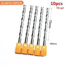 6mm*72mm,10pcs,Free shipping 2 Flutes End Mill,CNC machine milling Cutter,Solid carbide woodworking tool,PVC,MDF,Acrylic,wood 2024 - buy cheap