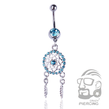 Aqua Gems Dream Catcher Belly Button Ring Stainless Steel Body Navel Ring Piercing Jewelry 1.6*10*5*8mm 2024 - buy cheap