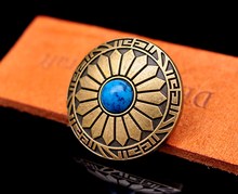 Botão de conchos de metal turquesa, acessórios clássicos flor de sol, lago azul para cinto em couro com 10 peças 2024 - compre barato