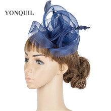 Charming crinoline marinha fascinator headwear eventos lindo festa mostrar acessórios para o cabelo igreja jantar formal vestido chapéus tmyq049 2024 - compre barato