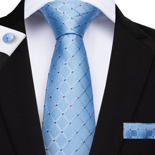 2019 DiBanGu Luxury Blue Dot Neck Tie 100% Silk Tie Men's Business Wedding Party Tie Clip Hanky Cufflinks Ties Tie Set SJT-7130 2024 - buy cheap