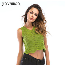 Yovamoo 2018 Summer Tops Female Crochet Hollow Wavy Side Street Style Sleeveless Vest Short Design Purple Green Tank Top Women 2024 - buy cheap