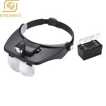 Headband Magnifying Glass Eye Repair Magnifier 2 LED Light 1.2x/ 1.8x /2.5x /3.5x 4PC Glasses Loupe Optical Lens Free Shipping 2024 - buy cheap