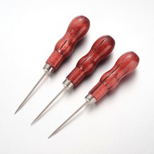 10pcs Stainless Steel Bead Awls with Wood Cover, Original Wood Color, Size: about 125mm long, 20mm in diameter, pin: 1~1.9mm 2024 - buy cheap