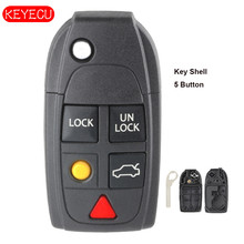 Keyecu Flip Remote Key Case 5 Button FOB Replacement for VOLVO S60 S80 V70 XC70 XC90 2024 - buy cheap