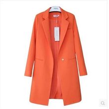 Blazer de Color caramelo para mujer, Chaqueta de manga larga con un solo botón, traje largo de trabajo, de talla grande, 2016 2024 - compra barato