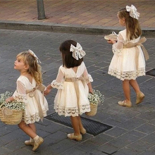 Summer New Sweet Cute Princess Baby Girls Lace Flower Dress Toddler Kid Baby Girl Pageant Party Wedding Long Sleeve Dot Dresses 2024 - buy cheap