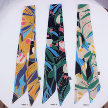 2019 New Bohemian flower Silk narrow long Scarf Wholesale Tied Bag Handle Small Scarf Bow Hair band head skinny scarves H993 2024 - buy cheap