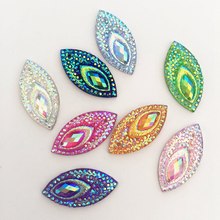 20PCS 11*22mm AB Resin Horse Eye Flatback Peacock Eye Rhinestone Wedding Decoration 2 Hole D34 2024 - buy cheap