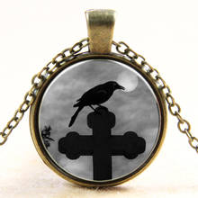 Vintage jewelry cross Crow art pattern men jewelry rook Sweater Chain silver plated Pendant Raven gift necklace women kolye B486 2024 - buy cheap