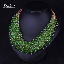 New Fashion Bohemian Green Big Chunky Necklace Jewelry For Women Multilayer African Beads Collar Collier Ethnic Choker Necklace 2024 - buy cheap