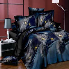 Animal Home Textiles 3D Bedding Set Europe and America Comfy New Design Bedding Set Home Soft Black Cat Duvet Pillowcase Bed Set 2024 - buy cheap