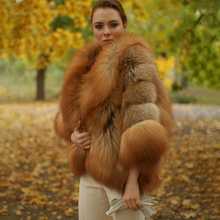 2022 Women's Real Red Fox Fur Coat Winter Luxury WholeSkin Thick Fox Fur Jackets Bat Sleeved Poncho Female Natural Fur Coats 2024 - buy cheap