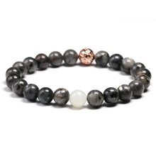 Pulseira labradorite com luz de lua branca, 8mm pedra natural, pulseira masculina lava chapeada de ouro rosa, pulseira feminina, joia elástica de cordão 2024 - compre barato