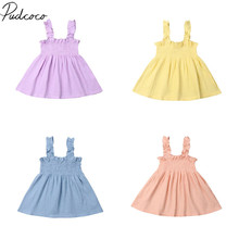 2019 Baby Summer Clothing 1-5Y Toddler Baby Girls Solid Princess Dress Sleeveless Knee Length A-Line Dress Wedding Dresses Gown 2024 - buy cheap