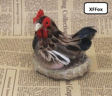 Muñeco de gallina pequeño y bonito modelo de simulación de plástico y pieles, muñeco de pollo de la vida real con huevos, regalo de alrededor de 10x11x10cm xf2058 2024 - compra barato