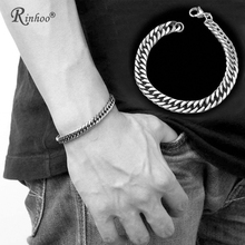 RINHOO Punk Men Bracelet Jewelry Men's Stainless Steel Silver Color Chain Link Bracelet Wristband Bangle Gift 2024 - buy cheap