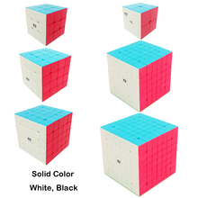 QiYi квадратный магический куб 2x2 3x3 4x4 5x5 6x6 7x7 однотонный белый черный наклейка для соревнований скоростной куб головоломка для детей начинающих 2024 - купить недорого
