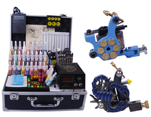 Tatuagem 2 máquina kit 40 cores agulhas de tinta led power supply grip prática pele permanente maquiagem caneta conjunto com estojo de transporte 2024 - compre barato