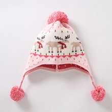 Rosa algodón bebé sombrero bordado Gorros de bebé niños Otoño Invierno casquillo hecho orejera a prueba de viento tapa 2024 - compra barato